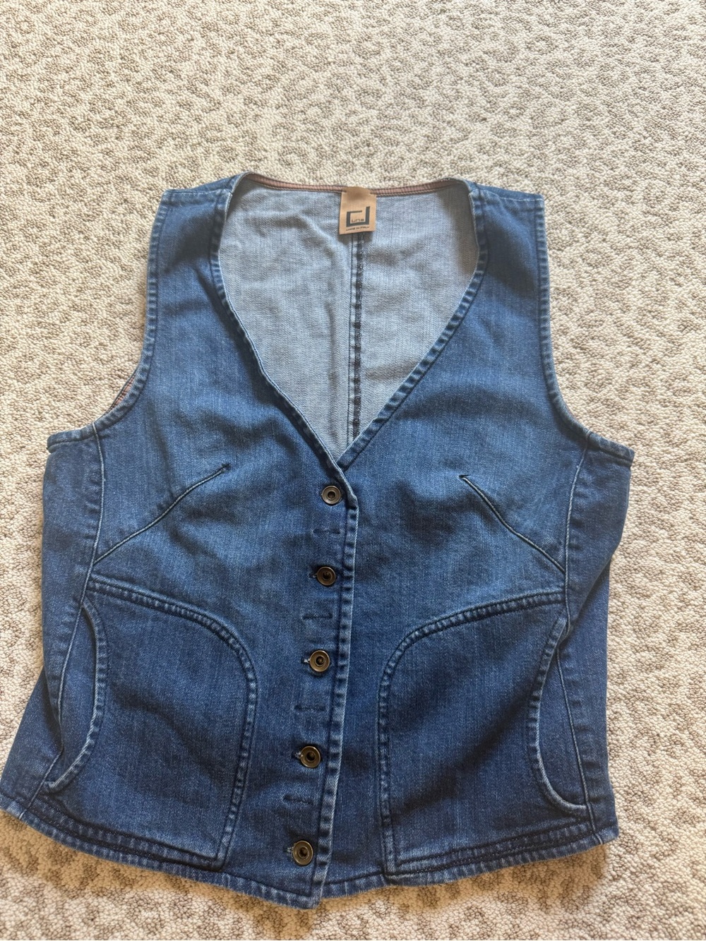 Lune Made in Italy Denim Vest Blue Button Front Tailored Size 48